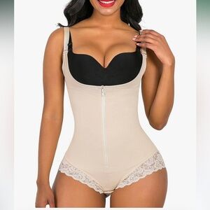 SHAPERX Shapewear for Women Tummy Control Open Bust Thigh Slimmer Body Shaper M